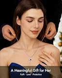 September Birthstone Cross Necklace for Women, 925 Sterling Silver 5A CZ Birthstone Dainty Heart Cross Pendant Non-Tarnish Jewelry Christmas Anniversary Birthday Baptism Gifts Girlfriend Wife Mom