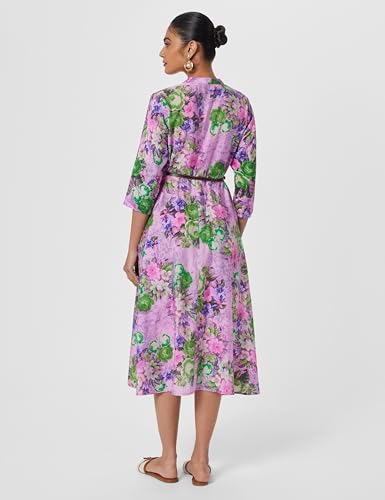 Image of BIBA Women Fit and Flare Below the Knee Rayon Flared Printed Dress