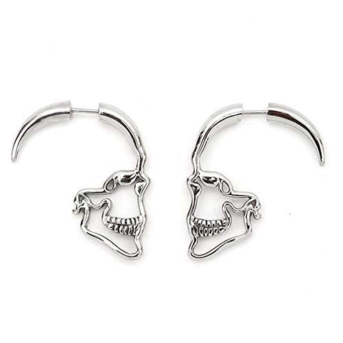 Fy 2Pair Hollow Skull Face Earring Halloween Women Hoop Stud Earrings #TOP2