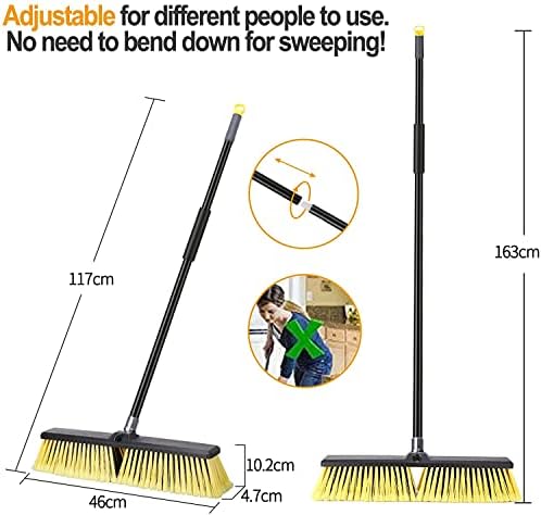 Garden Broom Outdoor Heavy Duty ,Telescopic Long Handle with Stiff Bristles Concrete Brooms Floor Brush for Cleaning Scrubbing Driveway Yard Tile Garden Swimming Pool various rough surfaces