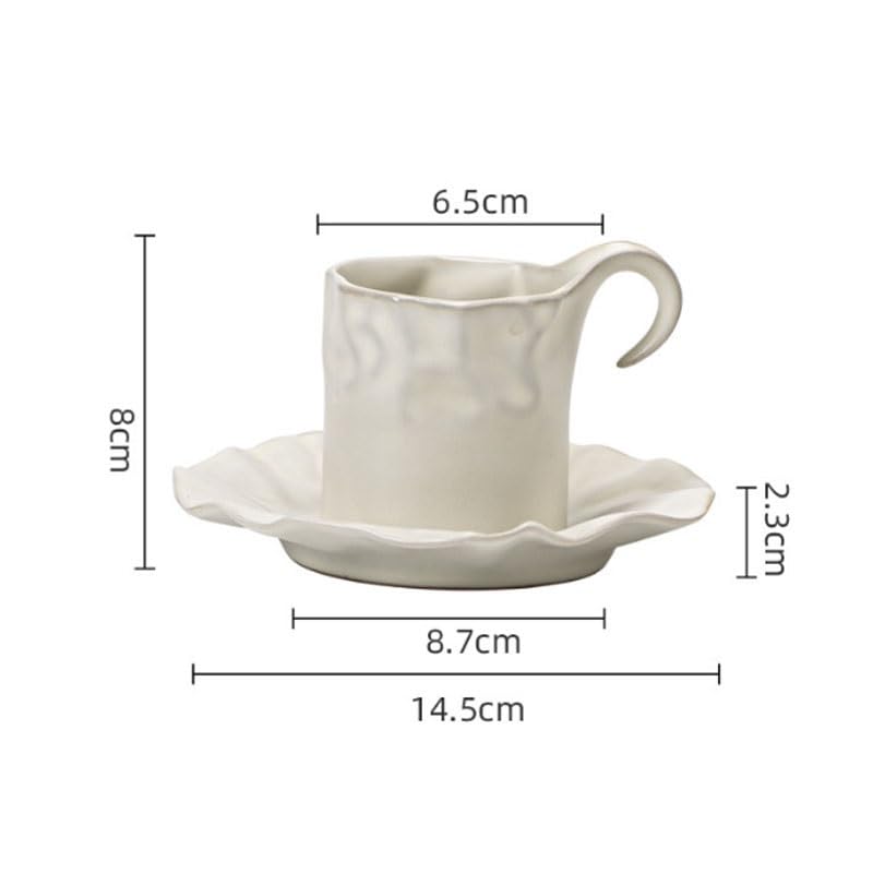 Porcelanowy kubek do kawy ze spodkiem, Składane ceramiczne filiżanki do kawy ze spodkami zestaw domu i kawiarni(Style1)