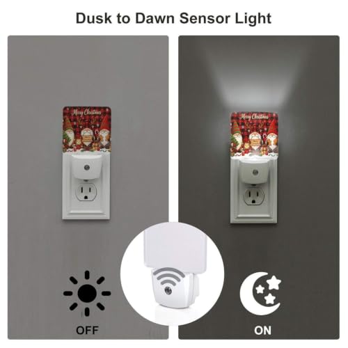 Image of Christmas Gnomes Snowman Deers LED Plug-in Night Lamp 2 Piece Set, Nightlights Set of 2 for Bedroom Bathroom