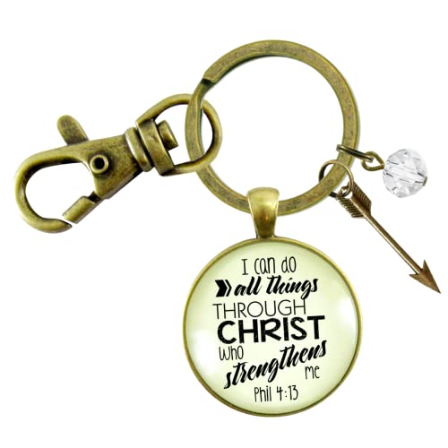 Gutsy Goodness I Can Do All Things Through Christ Keychain Boho Style Bronze Jewelry For Women cover