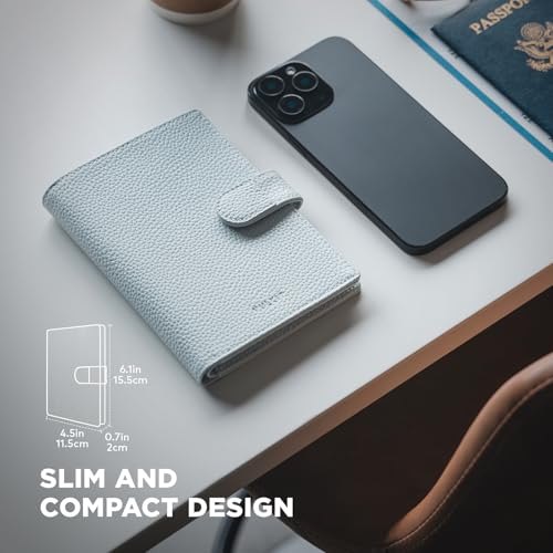 VULKIT Leather Passport Travel Wallet for 2 Passports Slim Double Passport Holder RFID Blocking with ID Window for Women or Men4