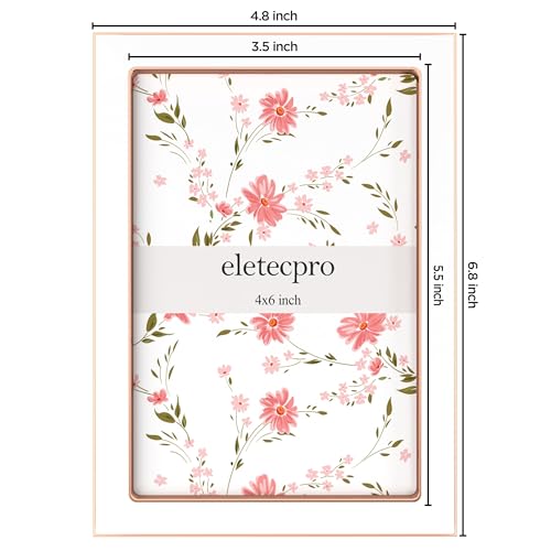 Image of eletecpro 4x6 Enamel Picture Frame Set of 2 with Real Glass Cover, Cute Photo Frame with Rose Gold Metal Edge, Horizontal and Vertical Display Pictures 4 by 6 for Tabletop and Wall Decor, White