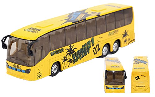 YIJIAOYUN 19cm Autobus dei Veicoli fusi in Lega Giocattolo Diecast Giallo con Le luci e la Musica / Giocattolo Pull-Back dell'autobus della Scala 1:50