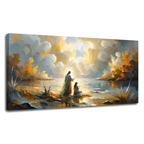 Spiritual Encounter Oil Painting: A serene and profound interaction between