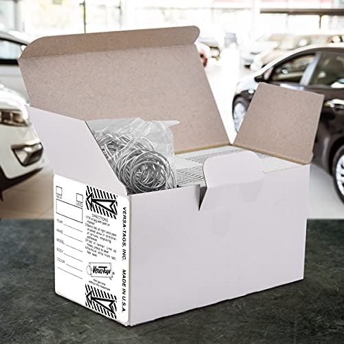 Versa-Tags 500 Key Tags, Self Protecting Poly, 1.25''X3'', Highly Resistant To Abrasion, 500 Key Tag Pack, 500 Chrome Plated Key Tag Rings Included Color White #TOP6