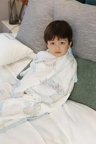 Image of TADO MUSLIN Baby Swaddle Blanket, 4-Pack 47x47 70% Rayon from Bamboo 30% Cotton 4-Layer Muslin Blankets, Large Soft Breathable Receiving Blankets for Newborn Boys Girls