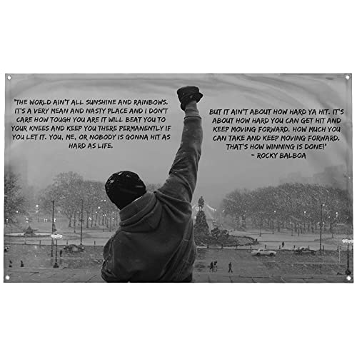 Banger Flags Banger - Rocky Sunshine and Rainbows Quote Motivational Inspirational Office Gym Dorm...