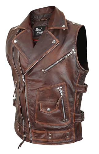 Motorcycle Vest Outfits For Men - Vintage Biker Genuine Leather Vests Collection