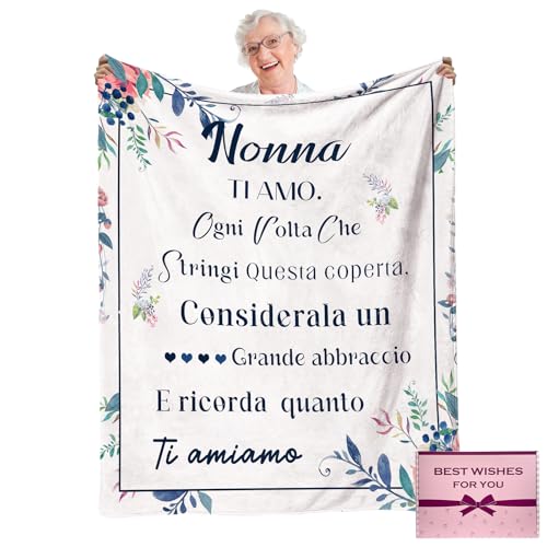 NlsqEU Prezenty dla babci Koc, Koc flanelowy dla babci 59 * 51 cali (150 x 130 cm) (włoski)