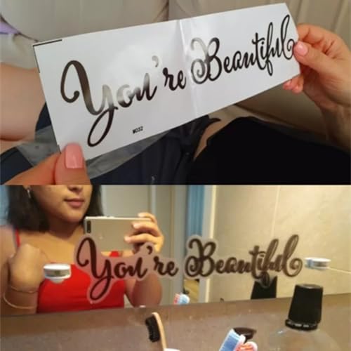 Sticker de Pared Bathroom Art You're Beautiful Negro miniatura 7