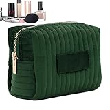 Neceser de Viaje de Gran Capacidad, Estuche de Maquillaje Elegante con Cremallera, de Aseo portátil con Gran Apertura, de Maquillaje Impermeable, Verde, Consulte la descripción, Moderno