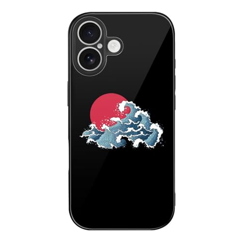 Iphone17用ケース 波 和風 日の出 アイフォン 17用 カバー 強化ガラス スマホケース おしゃれ 人気 個性 創意 キャラクター 携帯ケース 耐衝撃 ワイヤレス充電対応