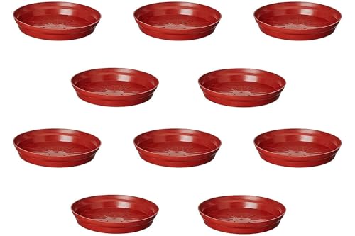 Image of Ocean Mart- Planter Bottom Trays - 10 Pcs (6 * 8 Inch, Red) | Planter Water Drip Trays |Plastic Plant Saucer | Drainage Trays for Home Plants | Sturdy Gamla Pot Trays
