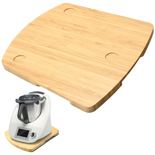 Stable Wooden Sliding Board - Tailored for Thermomix TM5 & TM6 (35 × 30 cm) - Convenient Handles and Additional Pads for Easy Sliding - Premium Wood Thermomix Accessories (Natural)