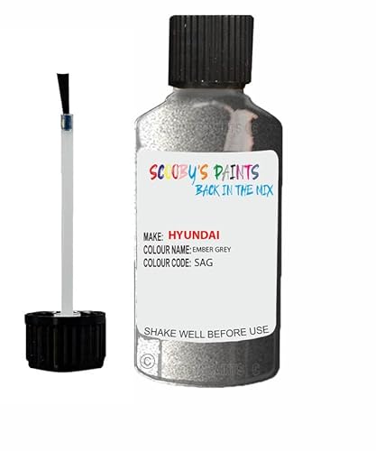 Scoobys Paints Back In The Mix Ember Grey Touch Up Paint For Hyundai I20 Sag 2012-2015 30Ml Bottle Brush Scratch Stone Chip Repair Pen