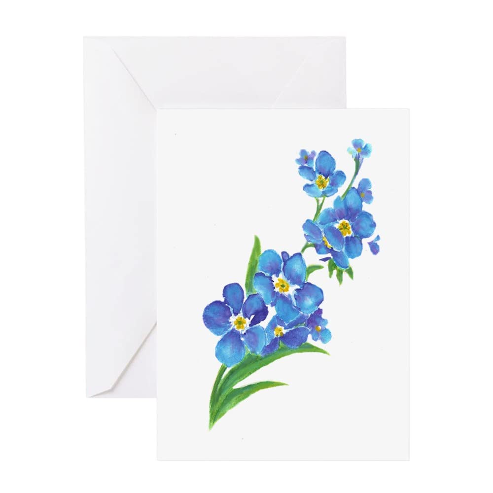 Amazon Com Cafepress Forget Me Not Flower Watercolor Painting Greeting Greeting Card Note Card Birthday Card Blank Inside Matte Office Products