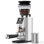 AMZCHEF Macinacaffè Elettrico con 45 Livelli di Macinatura, Macine Coniche in Acciaio Inox, Supporto Portafiltro Regolabile, Pannello di Controllo Touch LED, Corpo in Acciaio Inox