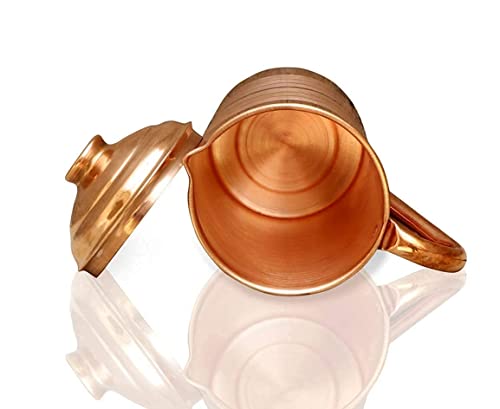 Image of Pure Copper Tamba Water Jug 1.5 Litre Storage Water, Home, Kitchen, Office,Gifts, Benefits for Health (1.5 Litre Jug) Brown