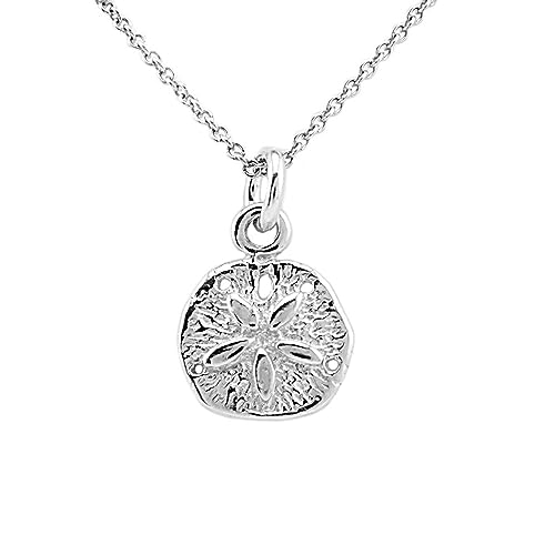Sterling Silver Tiny Sand Dollar Charm Necklace, 18"