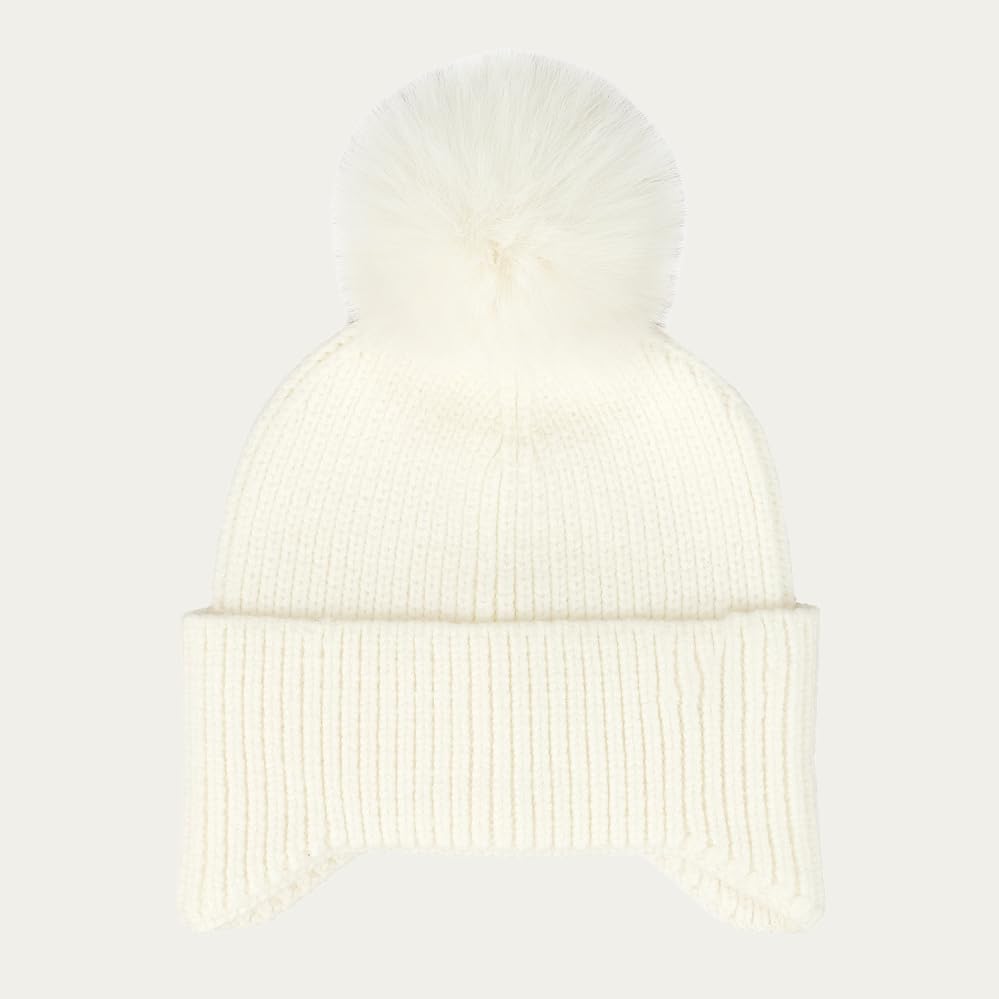 C.C Kids Ear Flap Fur Pom Beanie for Boys Girls - Comfortable Soft Warm Children Youth Knit Skully Hat with Faux Fur Pom - Image 5