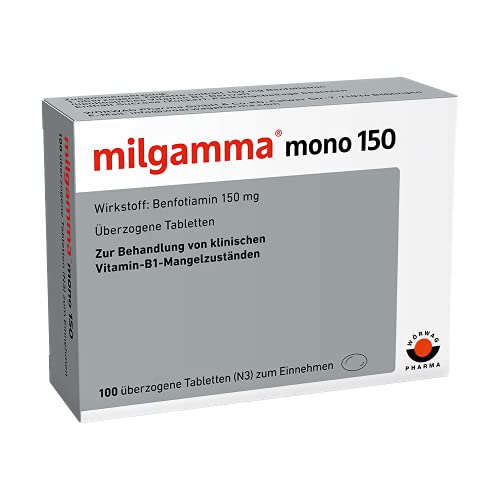 Milgamma® mono 150 überzogene Benfotiamin Tabletten zur Behandlung von klinischen Vitamin-B1-Mangelzuständen, 90 Stück Cover