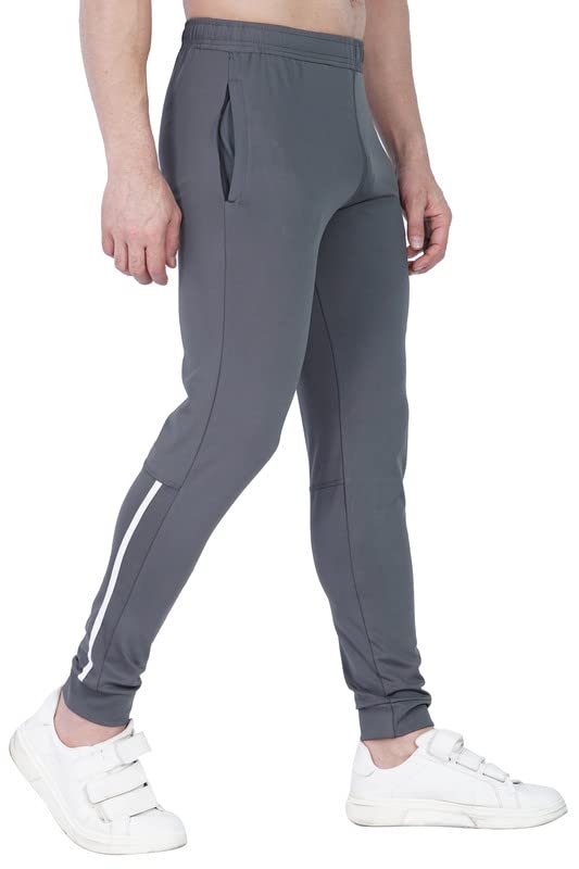 Image of Men's Unique Design Comfortable Polyester Solid Logo Print Regular Fit Track Pants /Trouser /Lower for Boy (Color:-Grey,Size:-L)