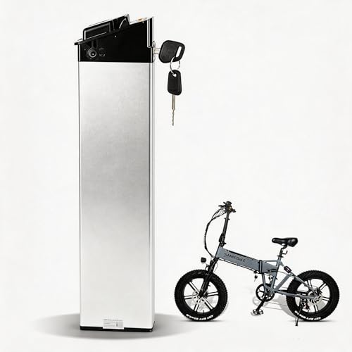 Image of 48V 10Ah Ebike Battery with Smart BMS & Safety Lock, 480Wh 13S4P 52-Cell Pack, Silver Aluminum - Powers 200W-350W Folding Electric Bikes, Compatible with SAMEBIKE KAISDA FIIDO M1 Pro (48-)
