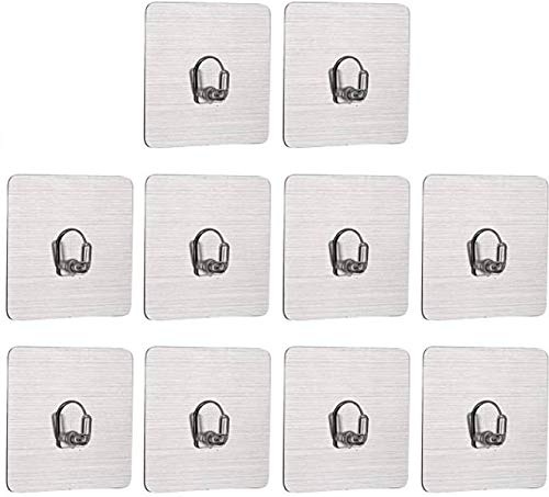 VOLO® Wall Hooks, Self Adhesive Hooks, Transparent Plastic Reusable Heavy Duty Hook No Trace No Scratch Waterproof and Oilproof for Kitchen Bathroom Storage Room Office.(Pack of 10 Pcs.)