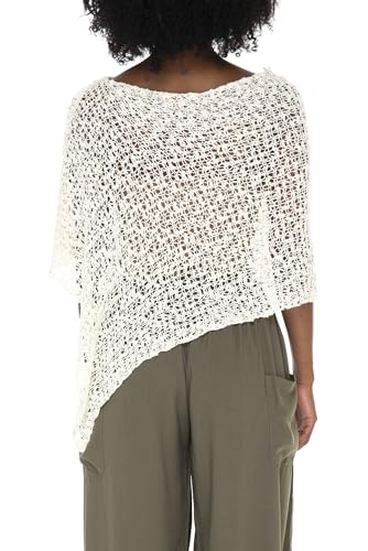 Image of SHU-SHI Summer Ponchos For Women Lightweight Sheer Popcorn Knit Sweater Cape Pullover