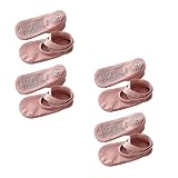 Slakkenreis 4 Pairs Yoga Socks, Pilates Socks with Non-Slip Grips & Cross Elastic Straps For Barre,