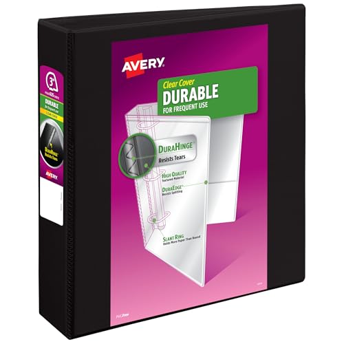 avery durable view 3 ring binder 3 inch slant rings 1 black binder 17041