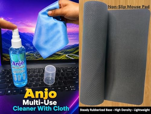 Image of Anjo 6 in 1 Combo Of 14 Inch & 16:9 Display Aspect Ratios Laptop Screen Protector, KeySkin, Body Lamination Trackpad & Lid (Transparent), Mouse Pad & Cleaner