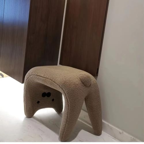 MLDY猫靴交換スツール、ラムウール玄関、玄関ソファ、滑り止め、ファッショナブル、弾性、交換可能な靴、低フットとウエストペダル、ドレッシング、テーブルの下、リビングルーム、玄関ホール、寝室に適しています。 (標準モデル,ライトブルー) [2]