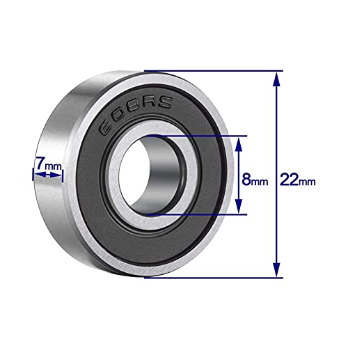 image for ZXQC 40-Pack Ball Bearing - 608 2RS Double Rubber Sealed Miniature Dee