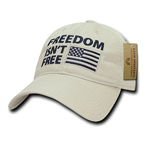 Rapiddominance Relaxed Graphic Cap,Freedom Isn't, Stone