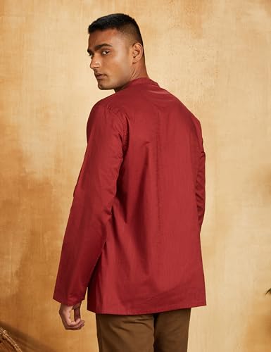 Image of Amazon Brand - Symbol Men's 100% Cotton Solid Short Length Casual Kurta - Regular Fit (Available in Plus Sizes)