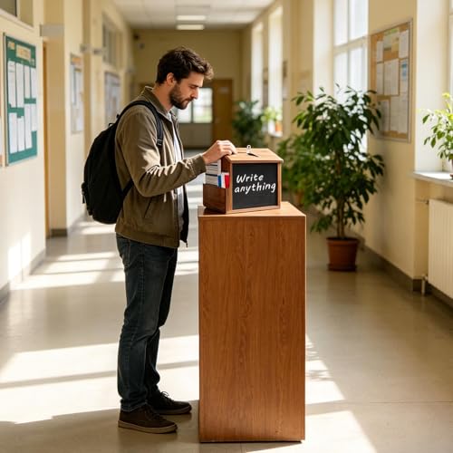 Boîte à suggestions avec fente coffret de dons en bois pour bureau et employés - 4