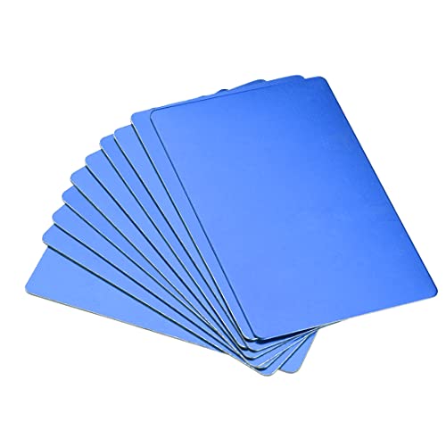 Carte vierge en métal bleu 66 x 45 x 1 mm pour impression laser personnalisée 15 pièces