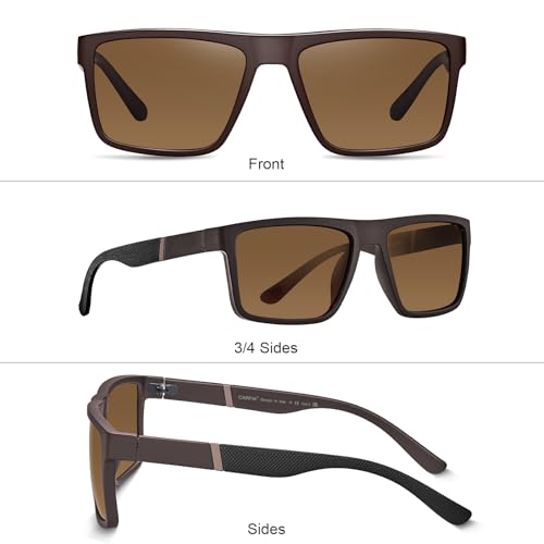 CARFIA Grid Temple Polarized Sunglasses for Men UV Protection Sturdy TR90 Frame Cool Square Sun Glasses 6
