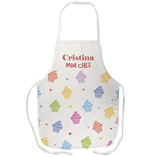 LolaPix Delantal Cocina niña. Delantal Infantil Cocina. Delantales Personalizados. Delantales Infantiles para niño y niña. Regalos Personalizados. Cupcake