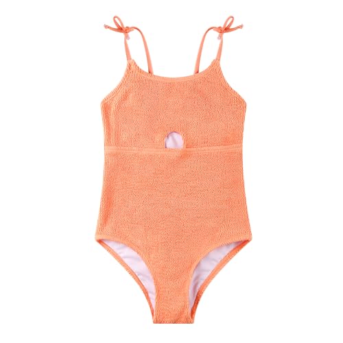 Image of LIZENS Girls' One-Piece Swimwear Adjustable 4-16 Hollow Cut Out Swimsuit Spaghetti Strap Beach Bathing Suit for Kids