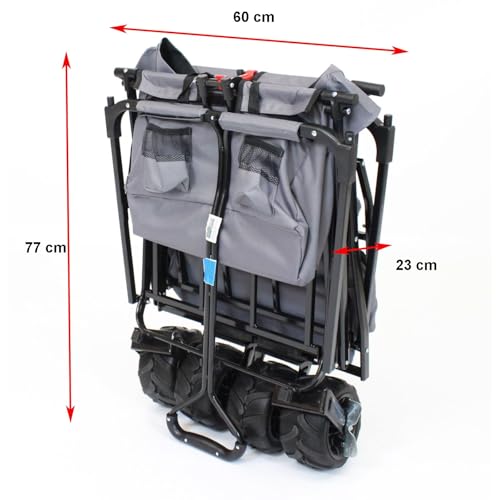 TRUTZHOLM Bollerwagen faltbar mit Dach 105 l Handwagen Gerätewagen Transportkarre Transportwagen drehbare Vorderräder 75 kg Tragkraft