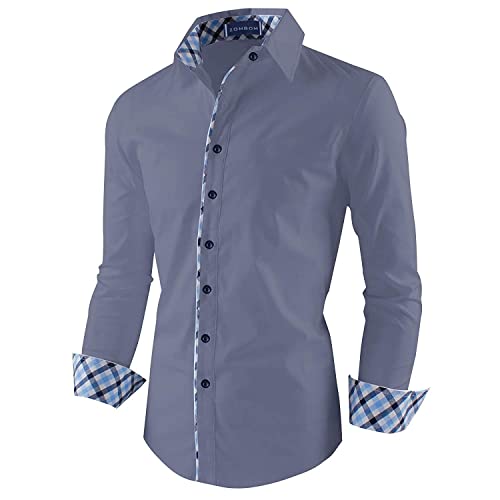 Image of Zombom Combo of Men's Solid Regular Fit Cotton Blend Full Sleeve Casual Shirts (Pack of 2)