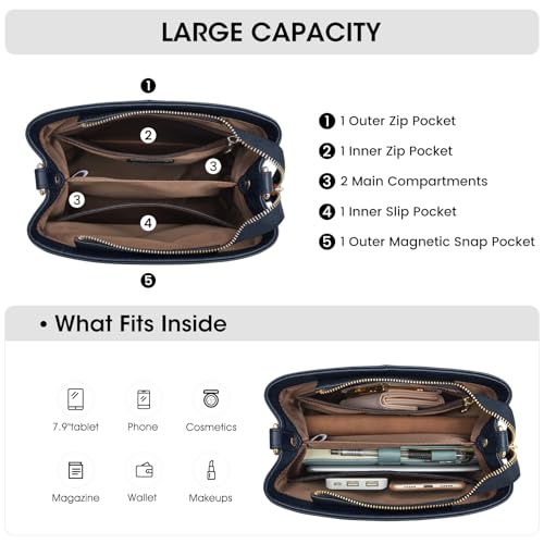 Image of Kattee Leather Handbags for Women 2026, Soft Shoulder Tote Crossbody Purses Bucket Bags with 2 Detachable Straps