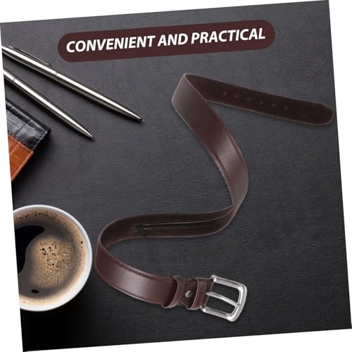 BESPORTBLE Hidden Money Belt Pockets for Valuables Pu Waist Wallet for Travel -theft Design Brown Color for Men3