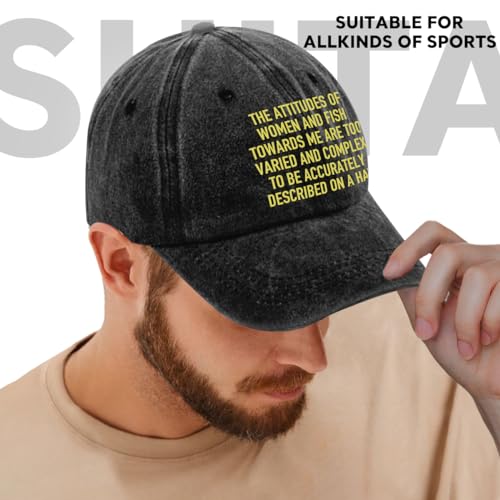 Image of Fishing Adjustable Cotton Baseball Cap, Funny Trucker Hat Gift for Men Women Grandpa Dad Fishing Lover Fisherman