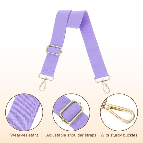 Image of uxcell Wide Shoulder Strap, 3.8cm Adjustable Purse Strap Replacement Crossbody Strap for Shoulder Bag Handbag, Purple, Light Gold Pull Core Buckle